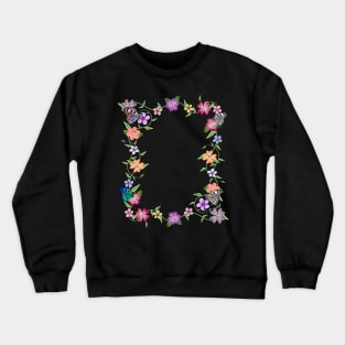 flowers tendril, floral, bloom, butterfly, insect Crewneck Sweatshirt